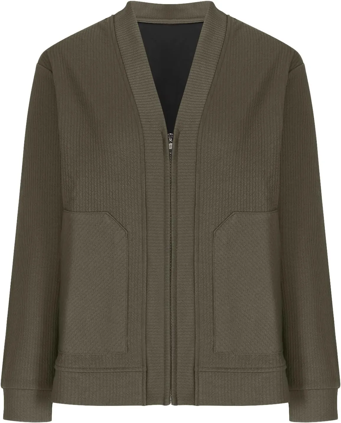 Men's 2024 Fall WinterCardigan Sweater Long Sleeve Casual V Neck Zip up Knitted Sweater V-Neck with Pockets