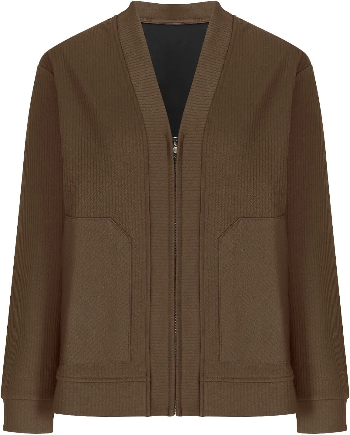 Men's 2024 Fall WinterCardigan Sweater Long Sleeve Casual V Neck Zip up Knitted Sweater V-Neck with Pockets