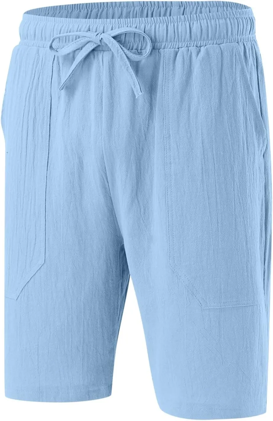 Mens 4XL Linen Summer Beach Shorts Tree Printed Beach Trendy Shorts Mens 4XL Linen Summer Beach Shorts Mens Linen