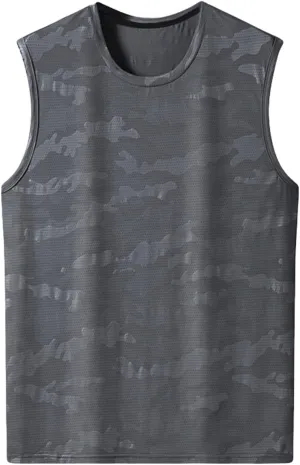 Men's Big and Tall Camo Print Tank Tops Quick Dry Breathable Summer Ice Silk Athletic Top Sleeveless Muscle Shirts