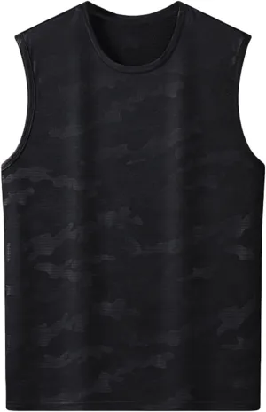 Men's Big and Tall Camo Print Tank Tops Quick Dry Breathable Summer Ice Silk Athletic Top Sleeveless Muscle Shirts