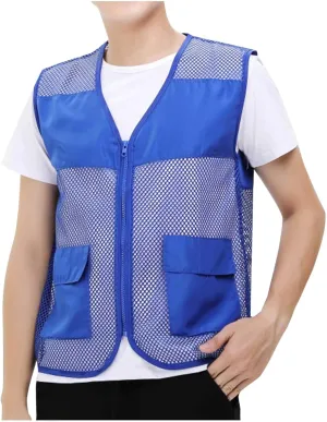 Mens Breathable Mesh Vest Jacket Summer Casual Lightweight Cycling Travel Zip Up Vests Outdoor Fishing Work Waistcoat