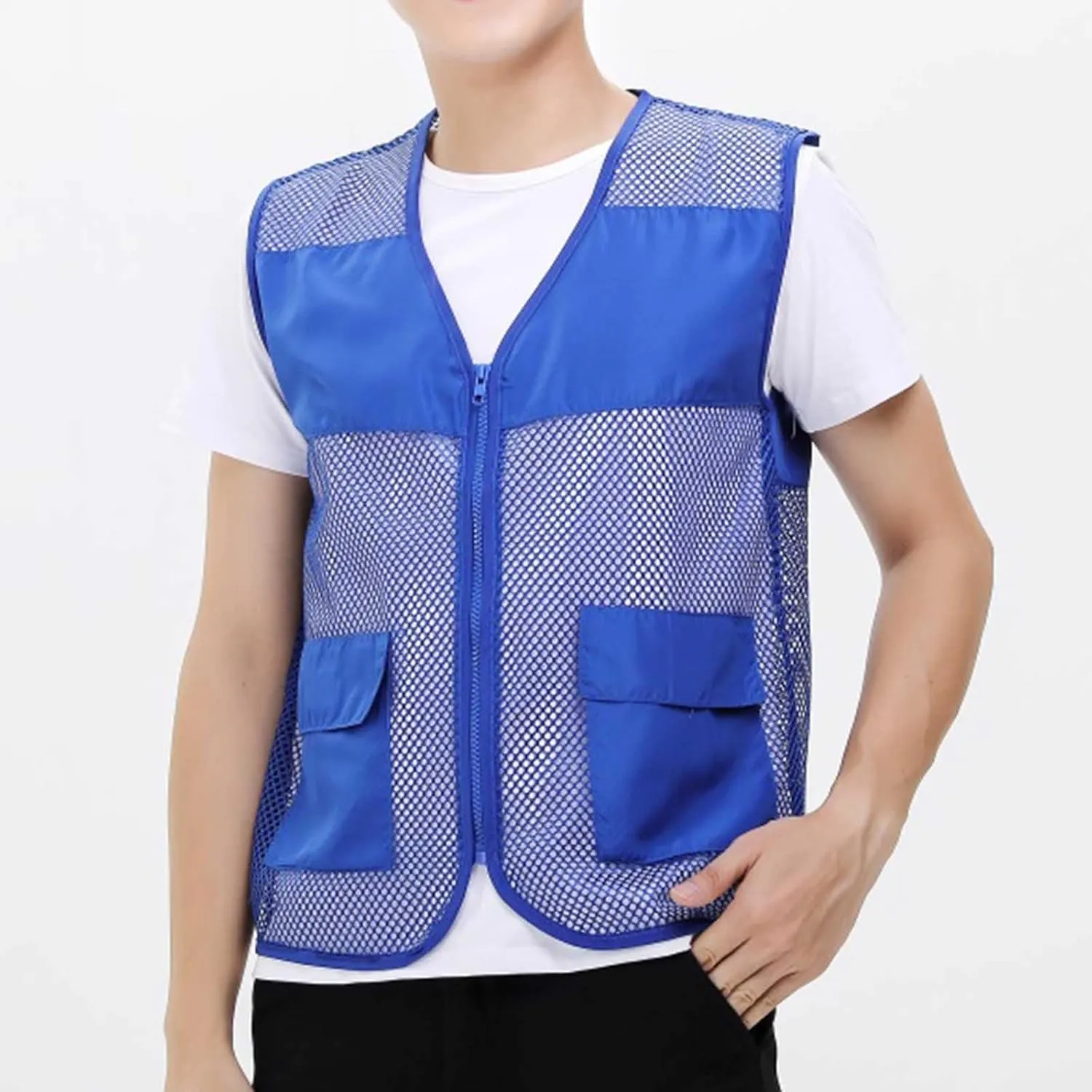 Mens Breathable Mesh Vest Jacket Summer Casual Lightweight Cycling Travel Zip Up Vests Outdoor Fishing Work Waistcoat