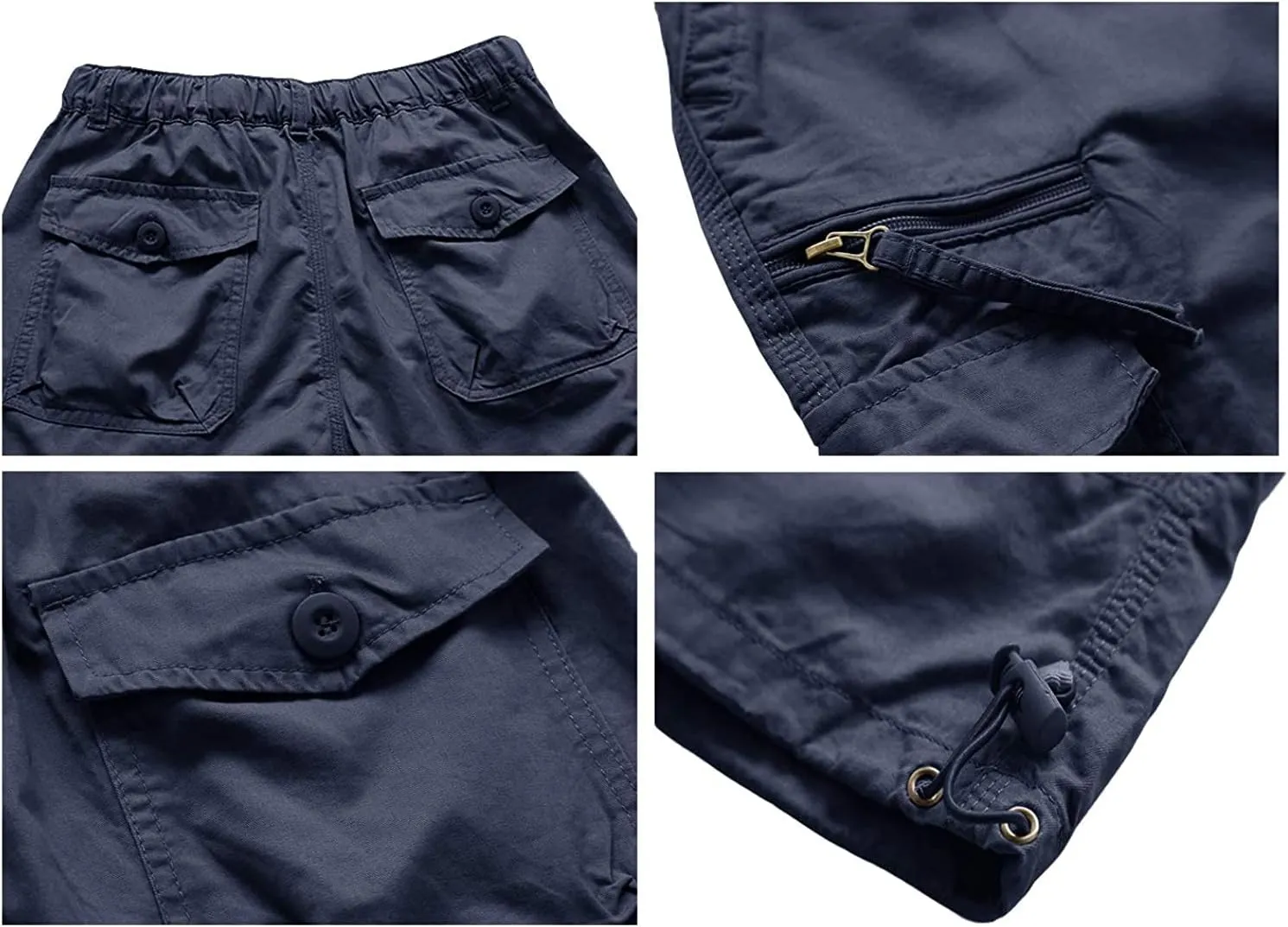 Men's Capri Cargo Shorts Elastic Waist Below Knee Shorts with Multi-Pocket