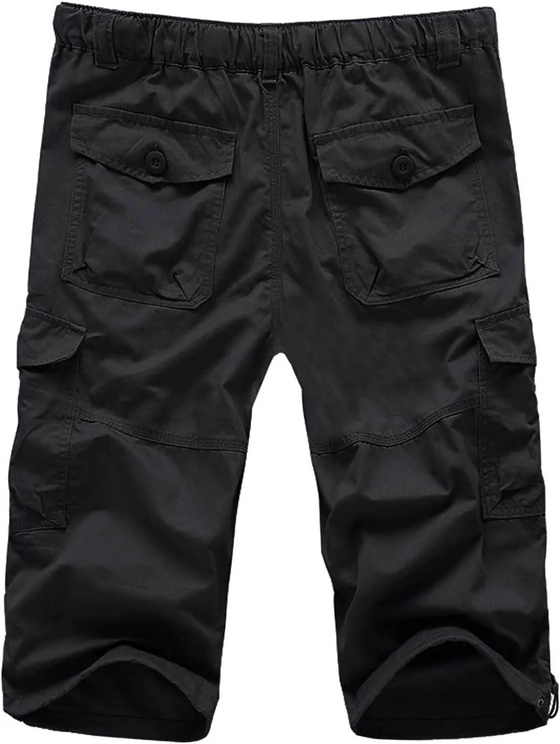 Men's Capri Cargo Shorts Elastic Waist Below Knee Shorts with Multi-Pocket