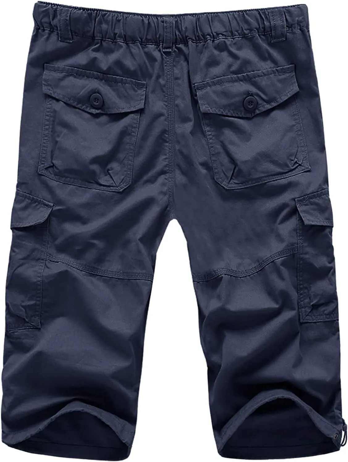Men's Capri Cargo Shorts Elastic Waist Below Knee Shorts with Multi-Pocket