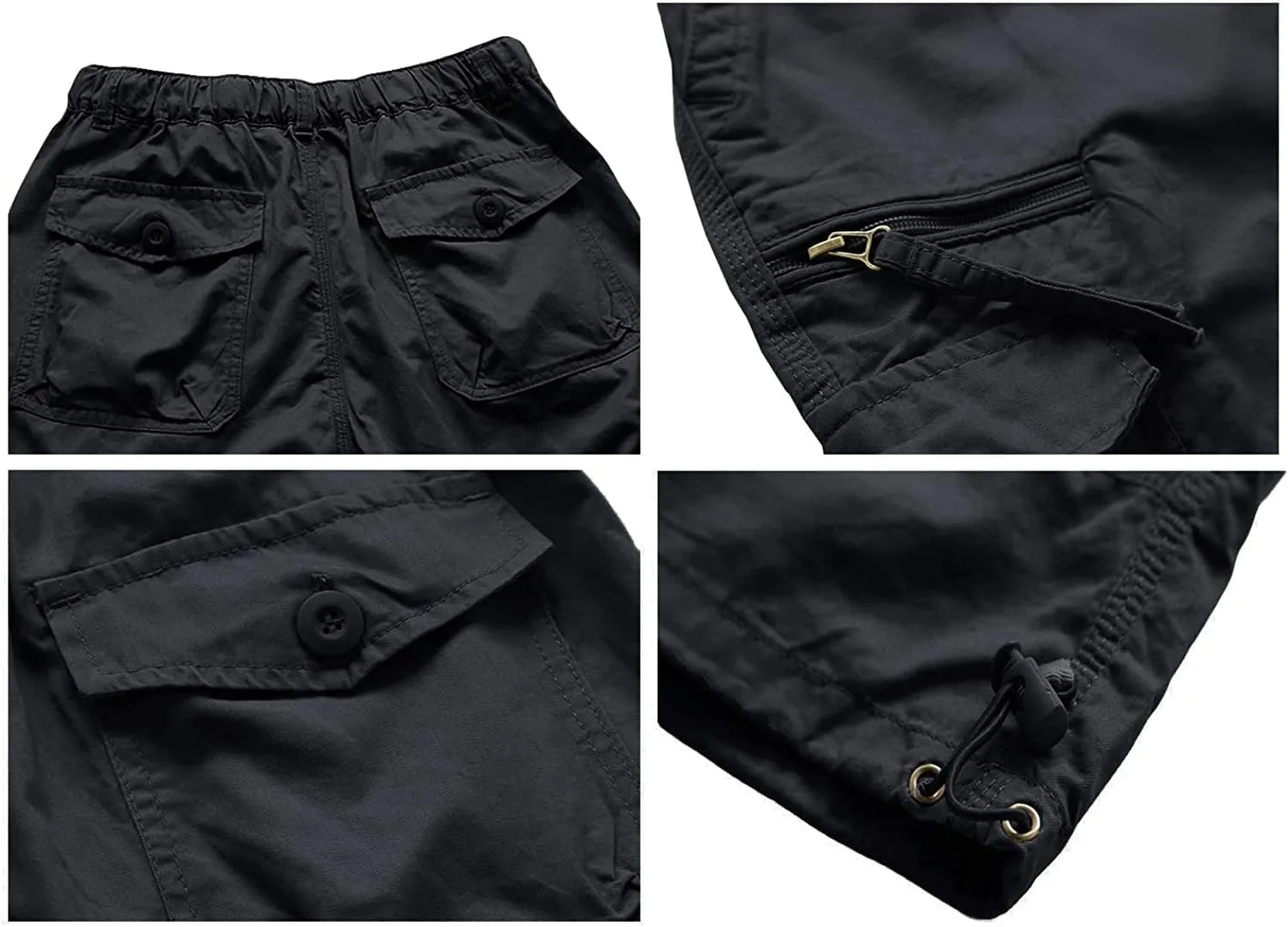 Men's Capri Cargo Shorts Elastic Waist Below Knee Shorts with Multi-Pocket