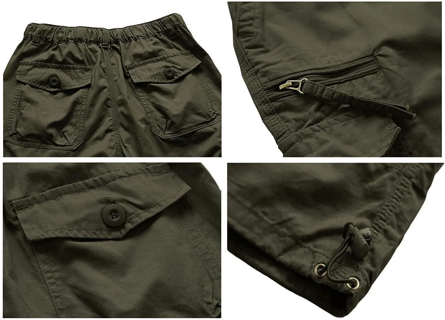 Men's Capri Cargo Shorts Elastic Waist Below Knee Shorts with Multi-Pocket