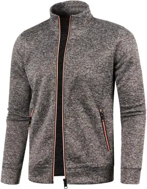 Mens Cardigan, Men's Sweaters Full Zip Slim Fit Thick Knitted Cardigan Casual Solid Sweaters Jacket with Pockets