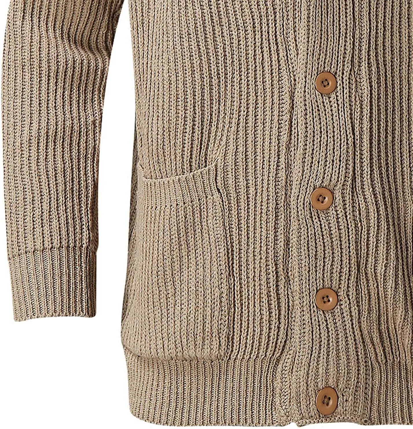 Mens Cardigan Sweater 100% Cotton Pockets Casual Slim Fit V-Neck Knitted Sweaters Long Sleeve Button Up Warm Sweaters