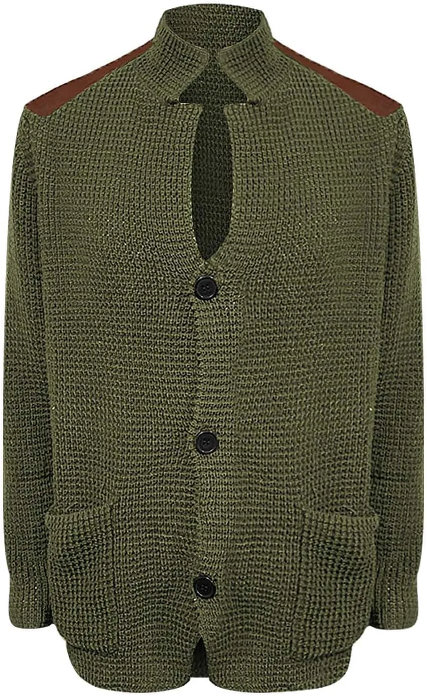 Mens Cardigan Sweater Cable Knit Button Down Shawl Collar Casual Long Sleeve Fall Winter Sweaters Chunky Jumpers
