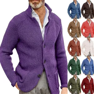 Mens Cardigan Sweater Cable Knit Button Down Shawl Collar Casual Long Sleeve Fall Winter Sweaters Chunky Jumpers