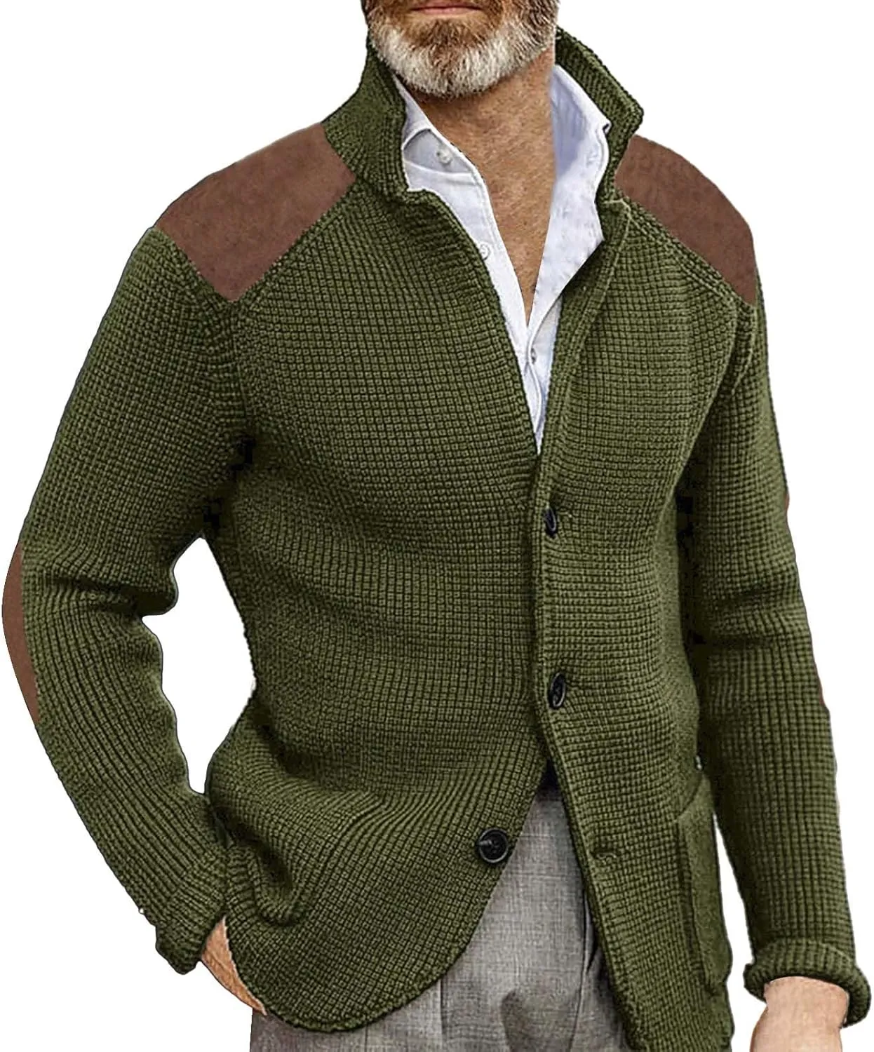 Mens Cardigan Sweater Cable Knit Button Down Shawl Collar Casual Long Sleeve Fall Winter Sweaters Chunky Jumpers