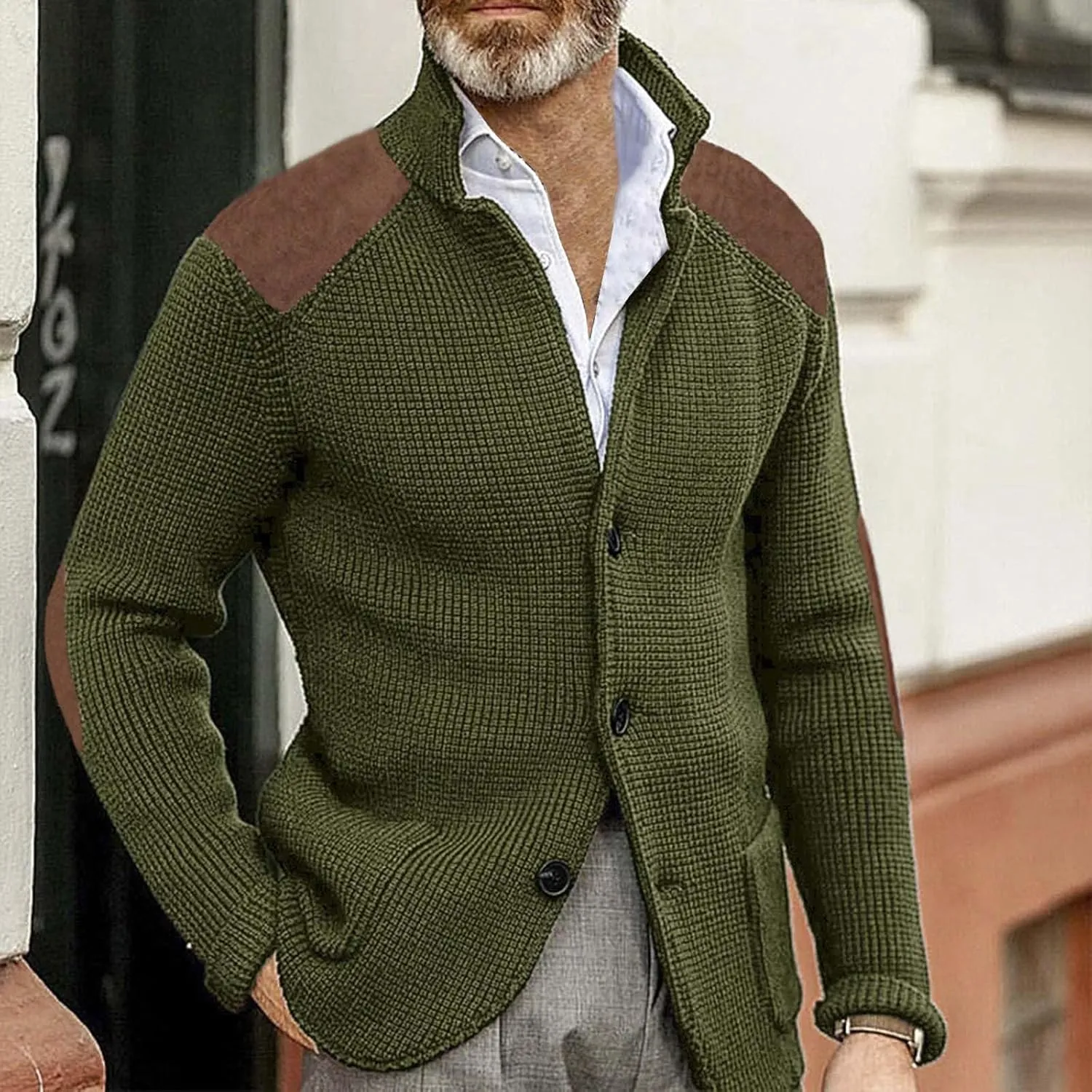 Mens Cardigan Sweater Cable Knit Button Down Shawl Collar Casual Long Sleeve Fall Winter Sweaters Chunky Jumpers
