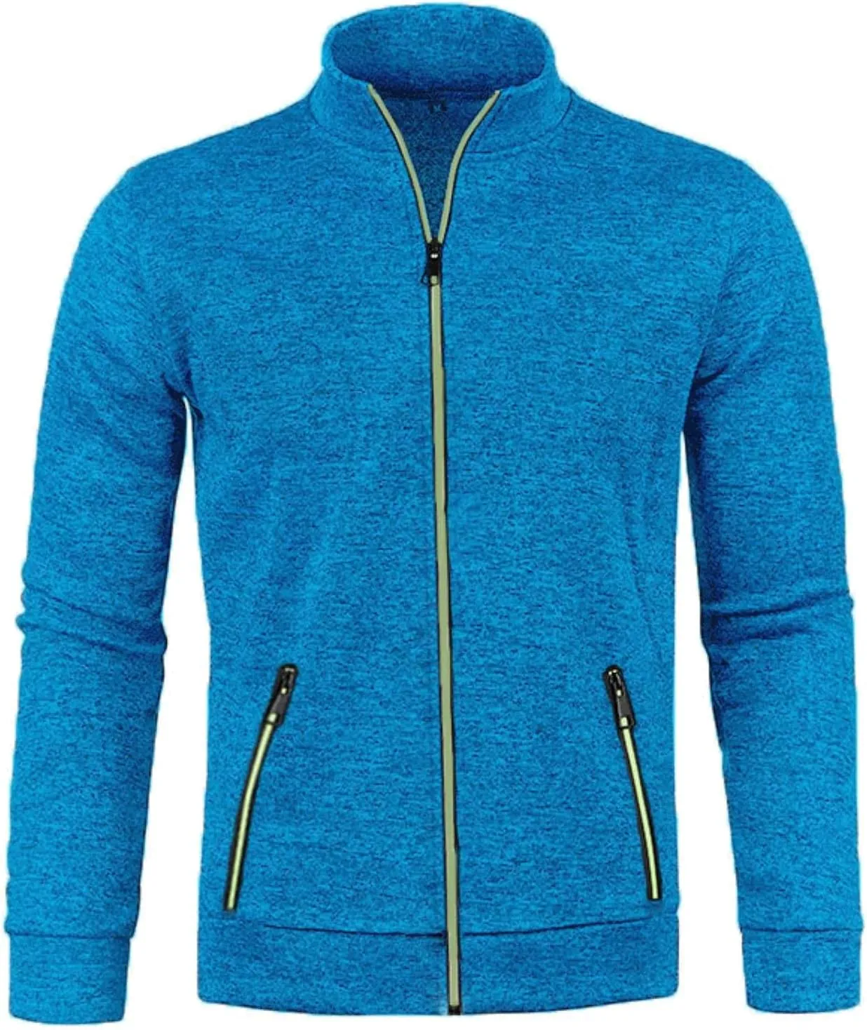 Men's Cardigan Sweaters Full Zip Up Stand Collar Slim Fit Casual Solid Color Knitted Sweater with 2 Front Pockets