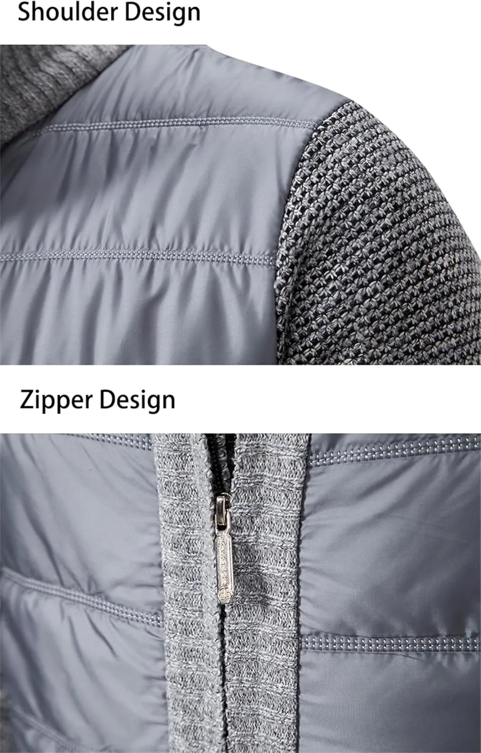 Men's Cardigan Sweaters Qiulted Puffer Jacket Casual Slim Fit Full Zip Sweaters Knitted Cardigan Jackets with Pockets