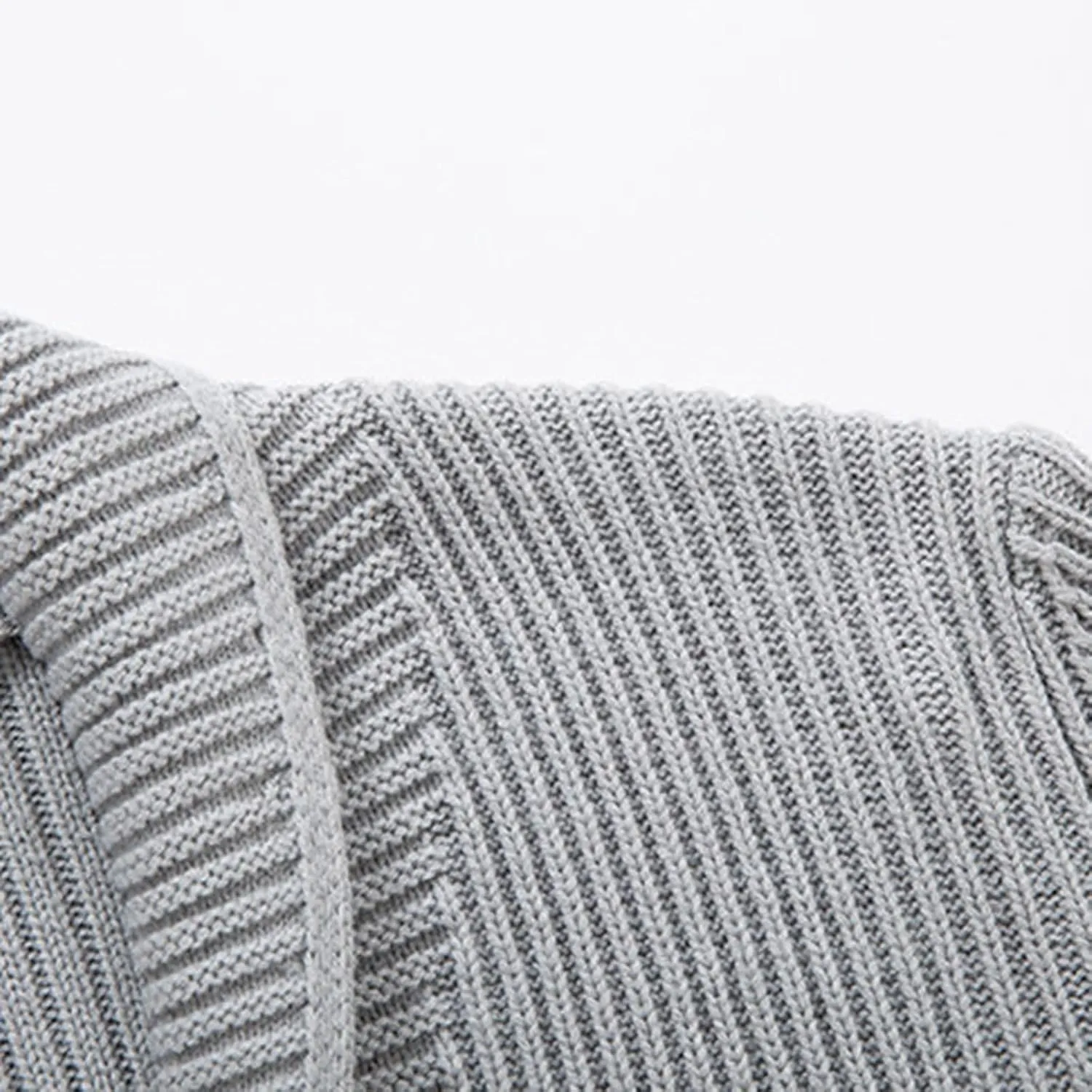 Men's Cardigan Sweaters Shawl Collar Cardigan Ribbed Long Sleeve Sweater Button Down Sweaters with Two Front Pockets