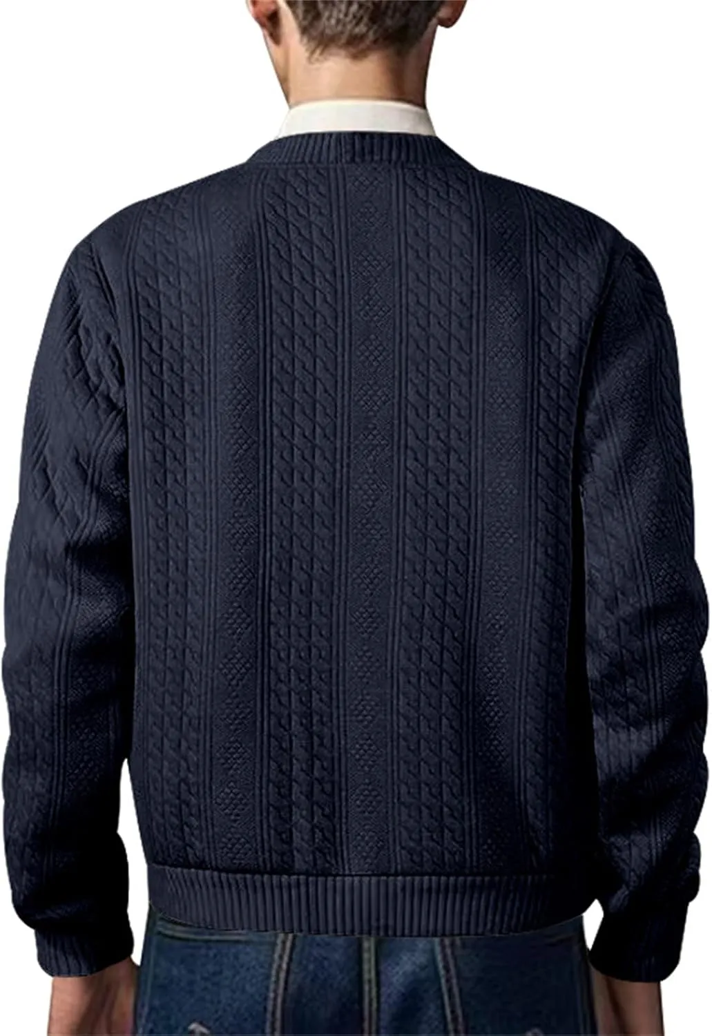 Men's Cardigan Sweaters V Neck Knitted Button Down Sweaters Solid Long Sleeve Outwear Slim Fit Warm Coat Clothes