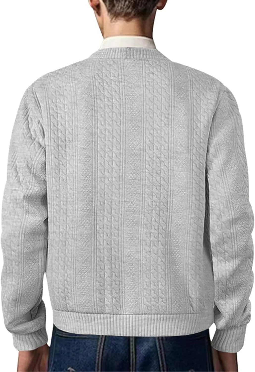 Men's Cardigan Sweaters V Neck Knitted Button Down Sweaters Solid Long Sleeve Outwear Slim Fit Warm Coat Clothes