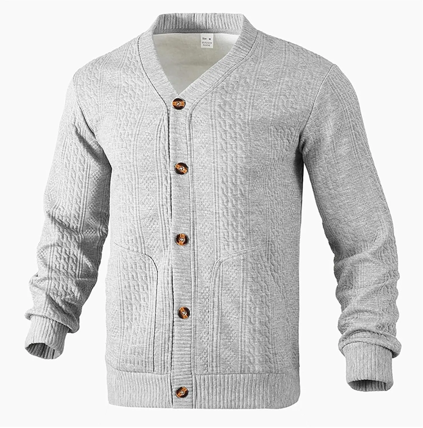 Men's Cardigan Sweaters V Neck Knitted Button Down Sweaters Solid Long Sleeve Outwear Slim Fit Warm Coat Clothes