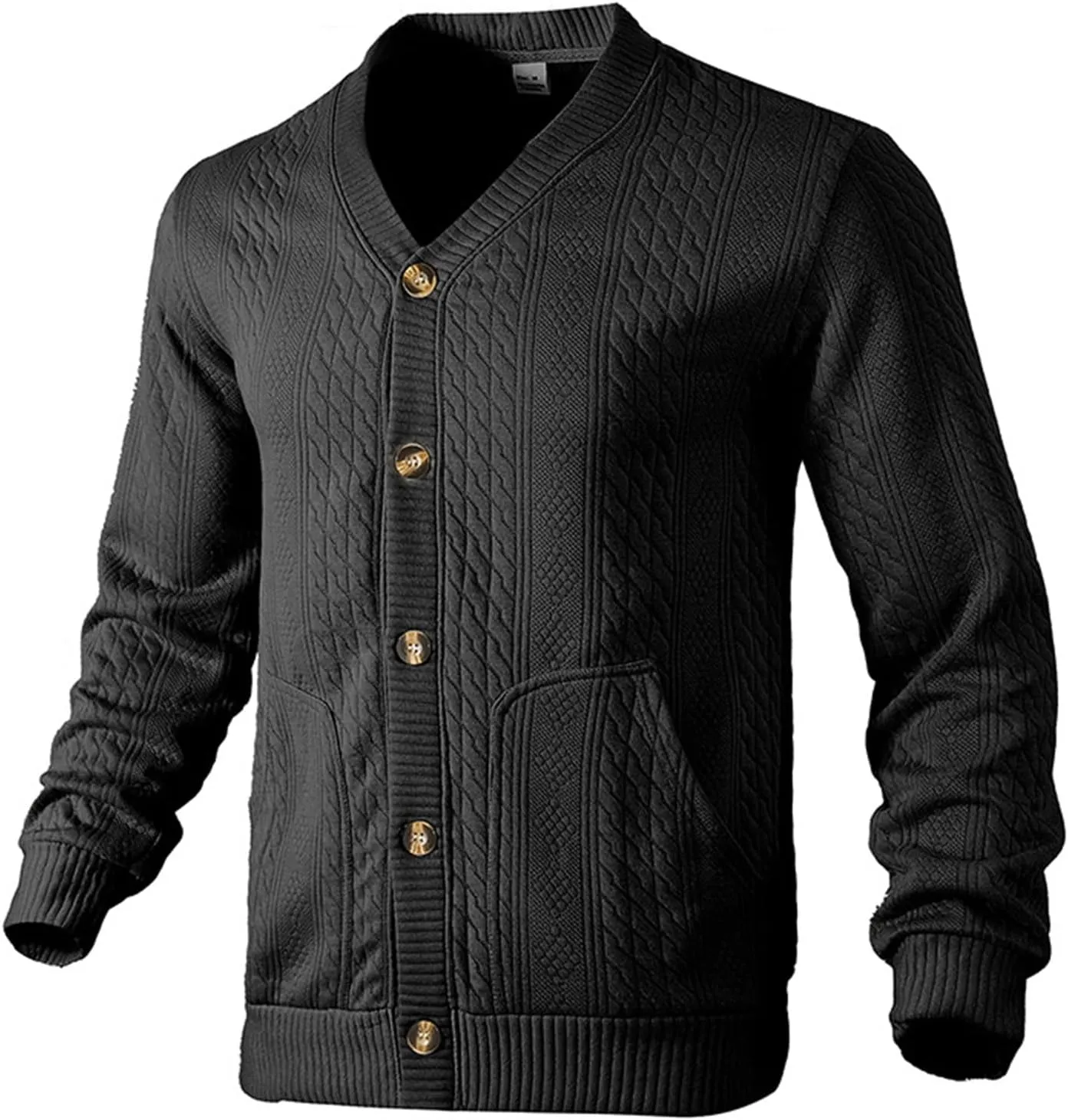 Men's Cardigan Sweaters V Neck Knitted Button Down Sweaters Solid Long Sleeve Outwear Slim Fit Warm Coat Clothes