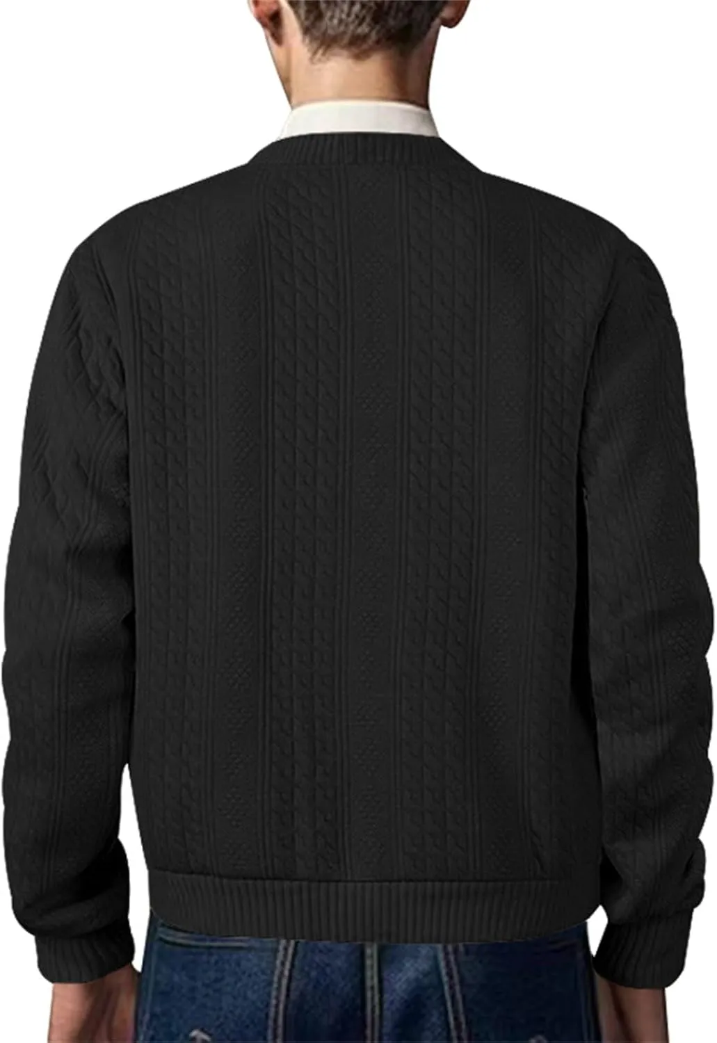 Men's Cardigan Sweaters V Neck Knitted Button Down Sweaters Solid Long Sleeve Outwear Slim Fit Warm Coat Clothes