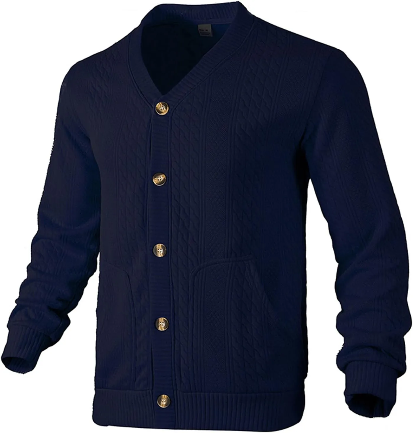 Men's Cardigan Sweaters V Neck Knitted Button Down Sweaters Solid Long Sleeve Outwear Slim Fit Warm Coat Clothes