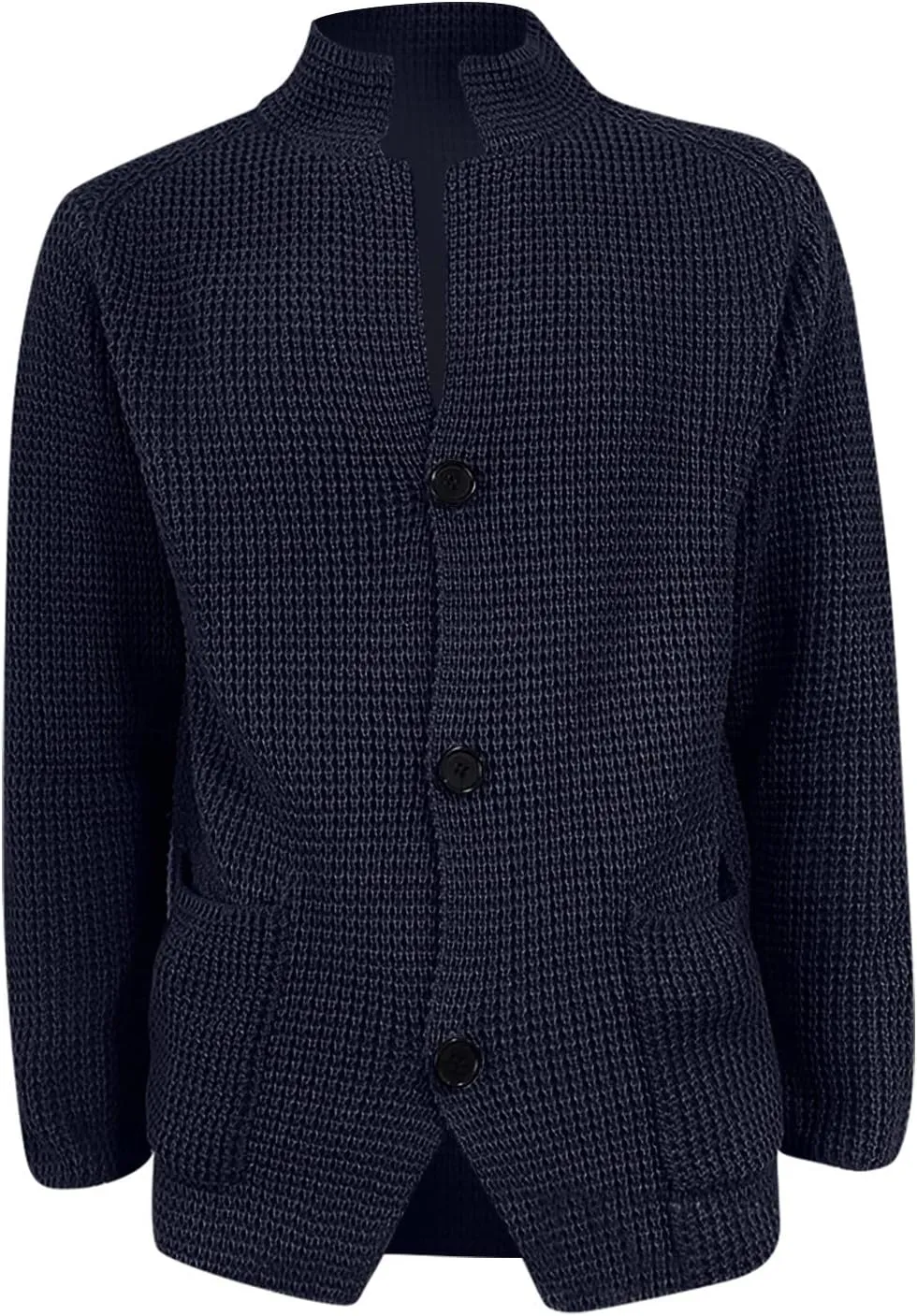 Men's Cardigan Sweaters with Buttons Cable Knit Lapel Open Front Cardigan Solid Ribbed Collared Work Cardigan Sweaters