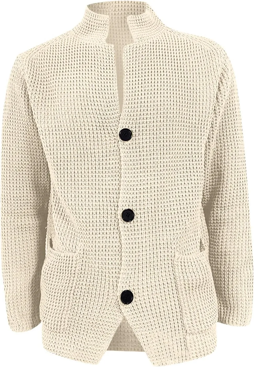 Men's Cardigan Sweaters with Buttons Cable Knit Lapel Open Front Cardigan Solid Ribbed Collared Work Cardigan Sweaters