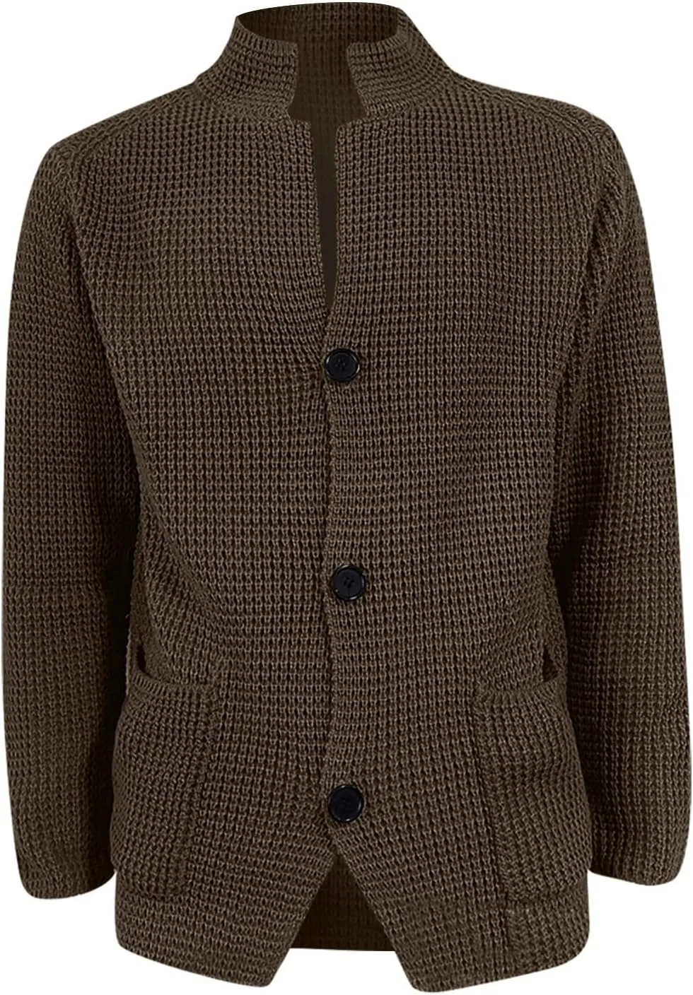 Men's Cardigan Sweaters with Buttons Cable Knit Lapel Open Front Cardigan Solid Ribbed Collared Work Cardigan Sweaters
