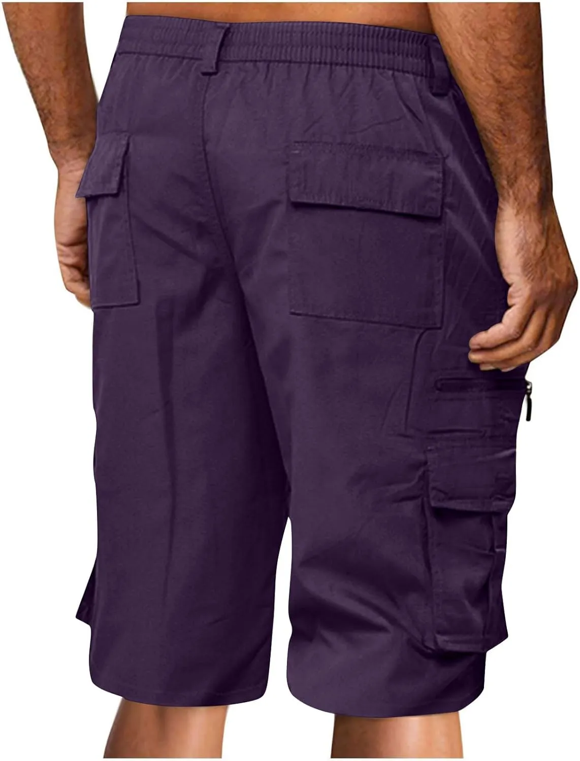 Men's Cargo Jogger Shorts Drawstring Elastic Waist Summer Beach Shorts Athletic Bermuda Shorts with Pockets