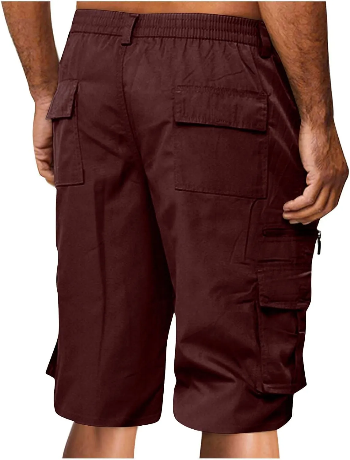 Men's Cargo Jogger Shorts Drawstring Elastic Waist Summer Beach Shorts Athletic Bermuda Shorts with Pockets