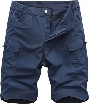 Men's Cargo Short Elastic Waist Multi-Pocket Outdoor Military Tactical Shorts Men's Hiking Cargo Shorts Lightweight Shorts