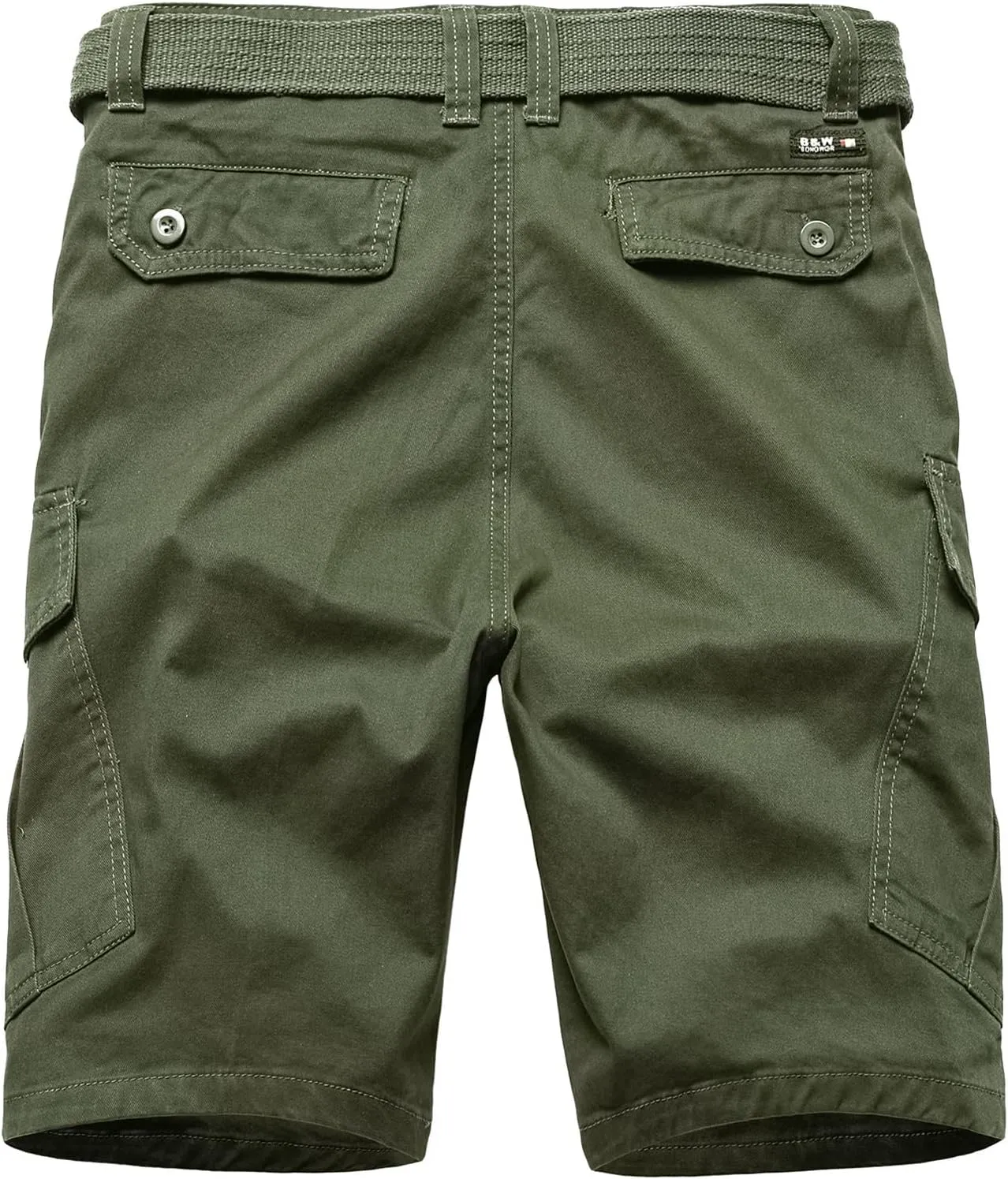 Men's Cargo Shorts Cotton Casual Shorts Multi-Pockets Outdoor Shorts Elastic Waist Work Shorts with Belt