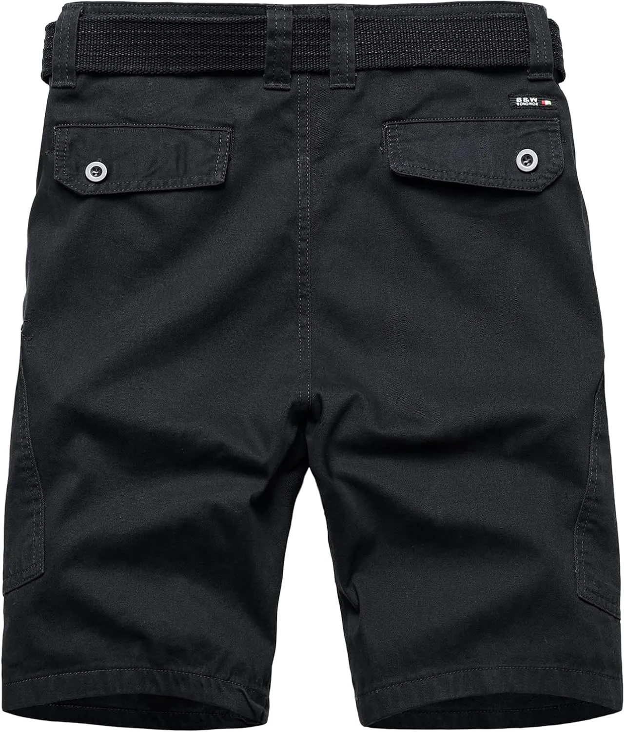 Men's Cargo Shorts Cotton Casual Shorts Multi-Pockets Outdoor Shorts Elastic Waist Work Shorts with Belt