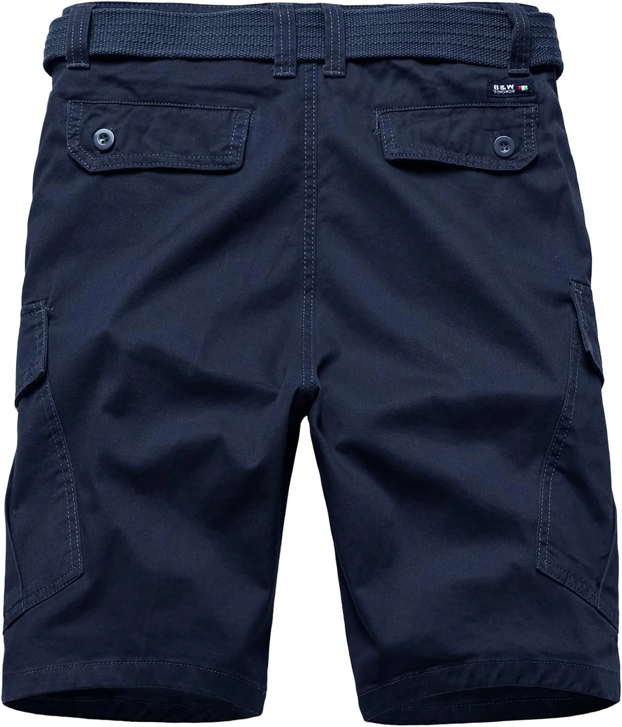 Men's Cargo Shorts Cotton Casual Shorts Multi-Pockets Outdoor Shorts Elastic Waist Work Shorts with Belt