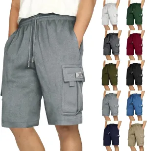 Men's Cargo Shorts Drawstring Elastic Waist Baggy Sports Sweat Shorts Big Tall Running Workout Shorts with Pockets