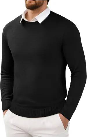 Men's Cashmere Sweater O-Neck Pullovers Knit Sweater Tops Long Sleeve Jumpers Casual Vintage Solid Cardigan Pullover