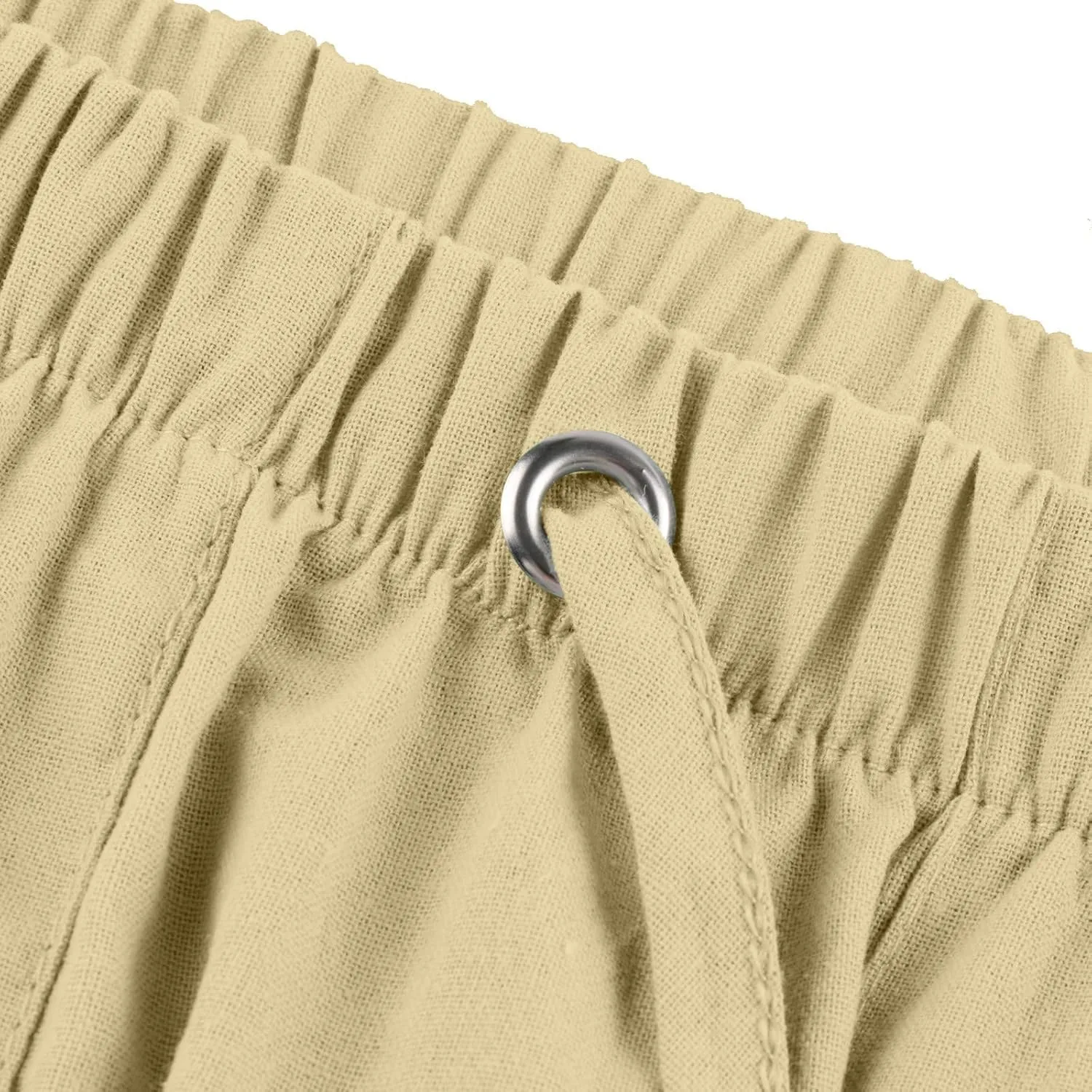 Men's Casual 7" Cotton Linen Shorts Drawstring Summer Beach Shorts with Pockets Shorts for Men Casual Summer