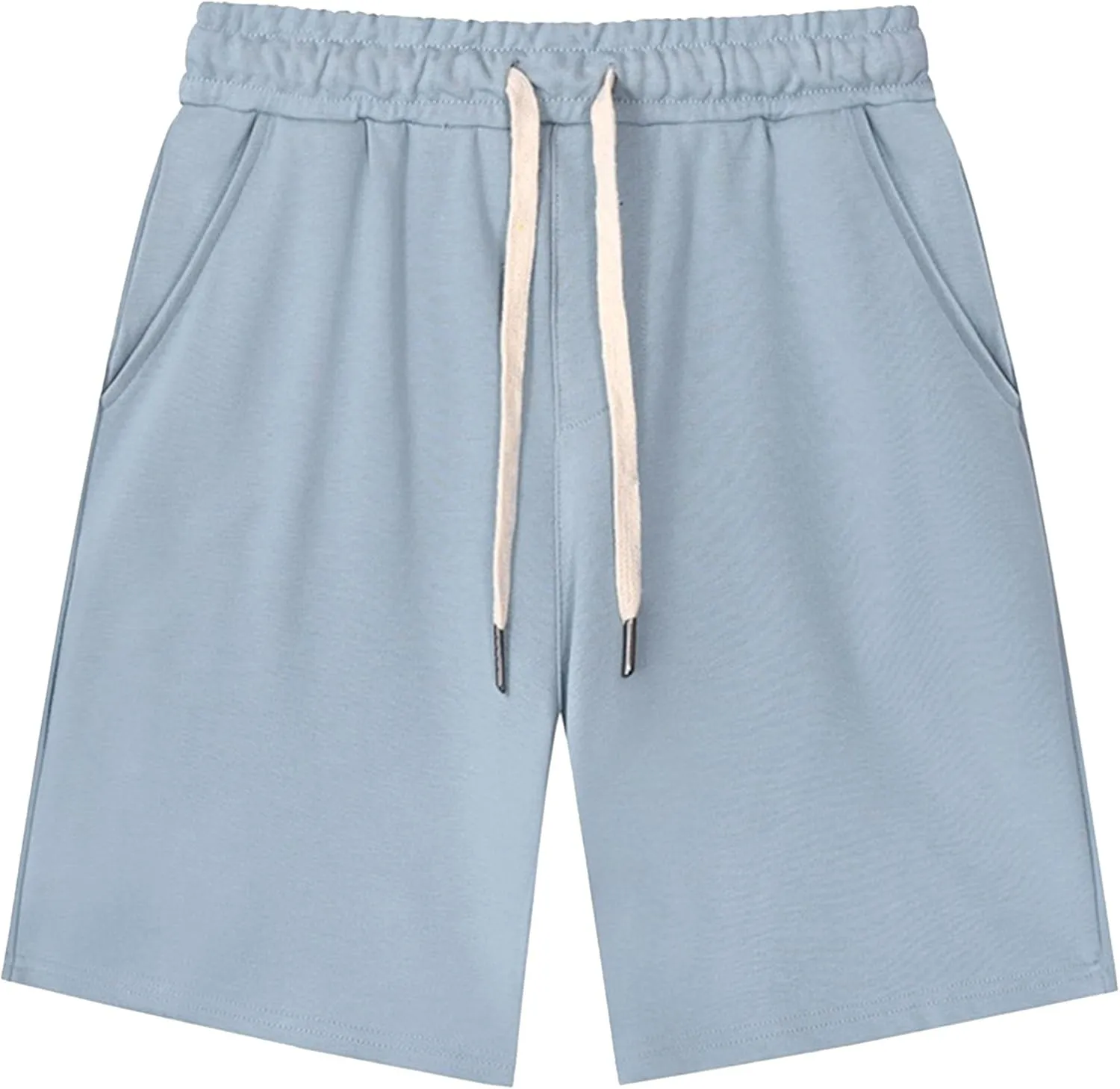 Men's Casual Cotton Shorts Drawstring Elastic Waist Jogger Shorts Athletic Workout Lounge Shorts with Pockets