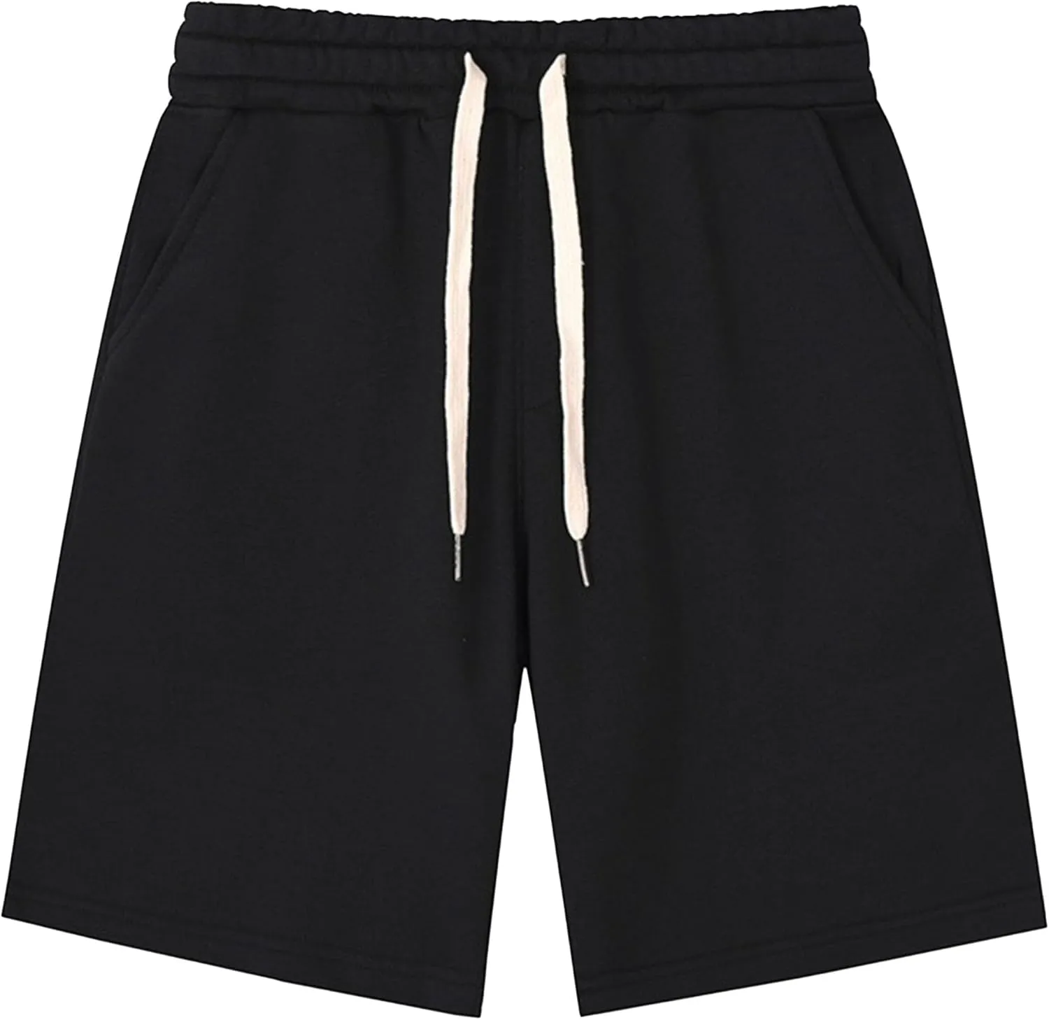 Men's Casual Cotton Shorts Drawstring Elastic Waist Jogger Shorts Athletic Workout Lounge Shorts with Pockets