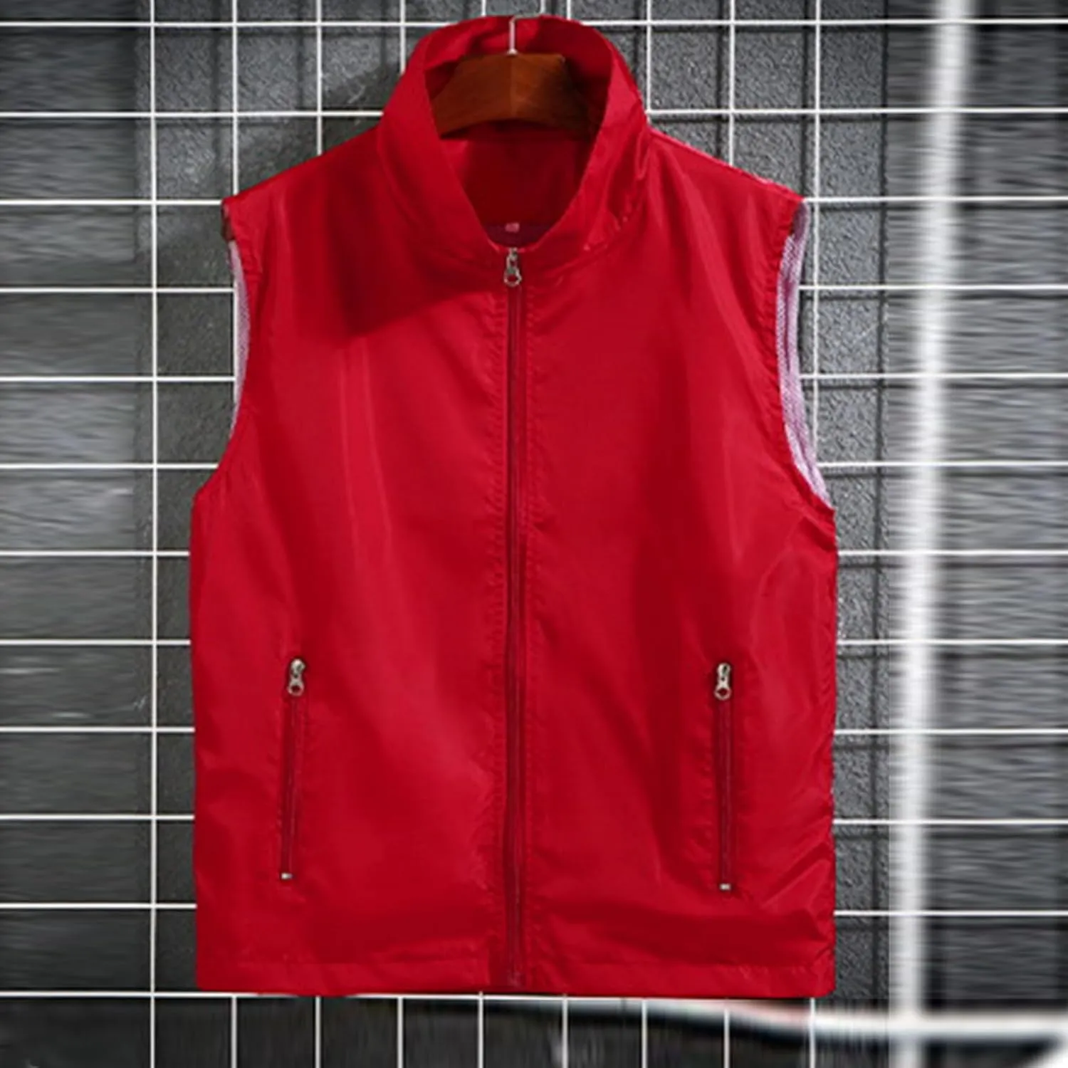 Men's Casual Outerwear Vest Lightweight Zip Up Sleeveless Jacket Outdoor Work Fishing Hiking Golf Vests with Pockets