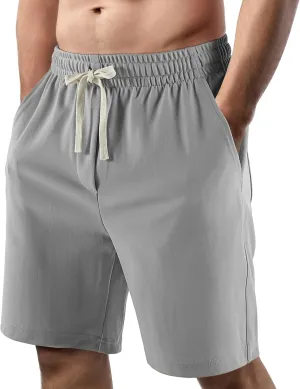 Men's Casual Shorts Elastic Waist Drawstring Lightweight Outdoor Summer Beach Shorts with Pockets Hiking Shorts