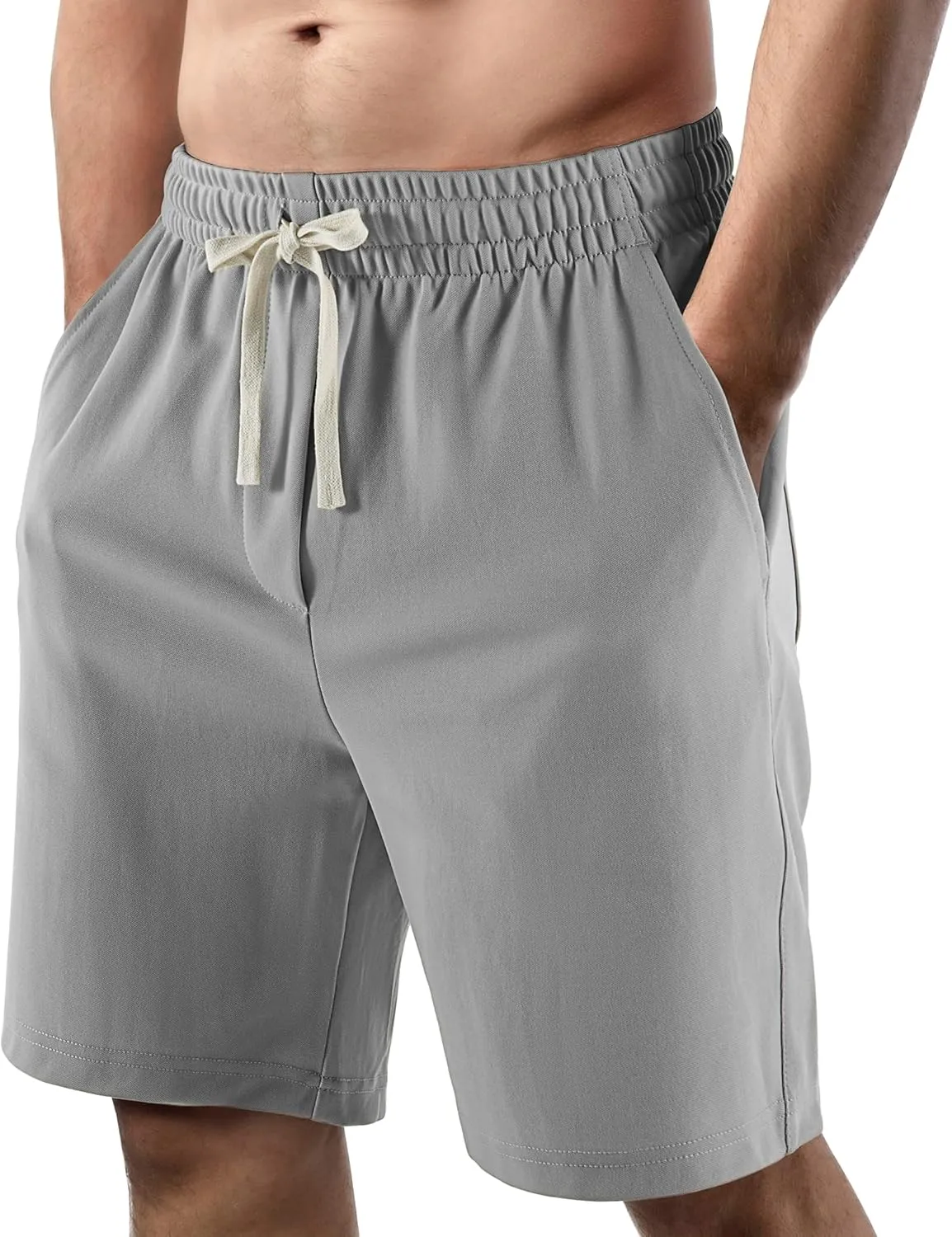 Men's Casual Shorts Elastic Waist Drawstring Lightweight Outdoor Summer Beach Shorts with Pockets Hiking Shorts