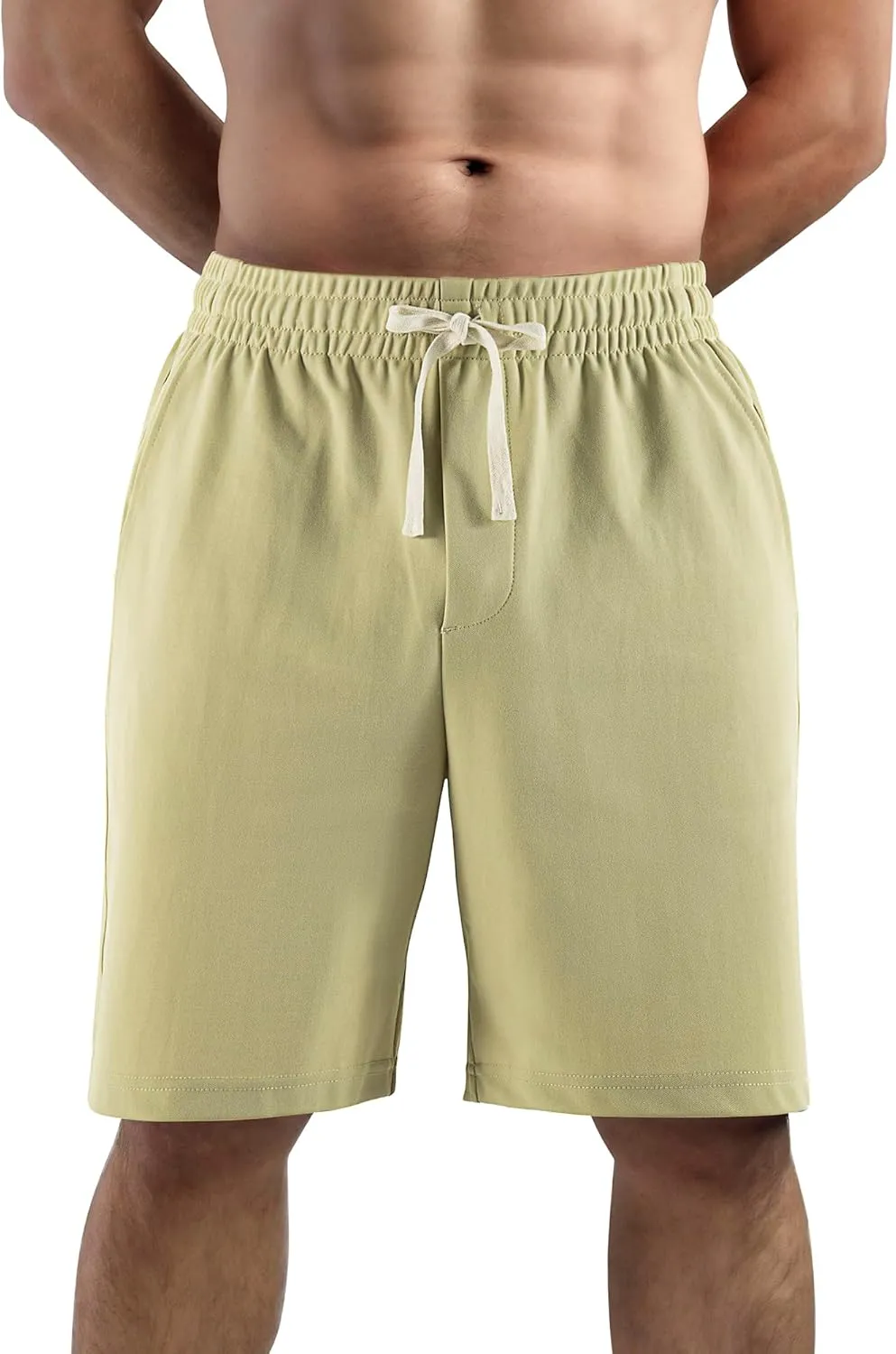 Men's Casual Shorts Elastic Waist Drawstring Lightweight Outdoor Summer Beach Shorts with Pockets Hiking Shorts