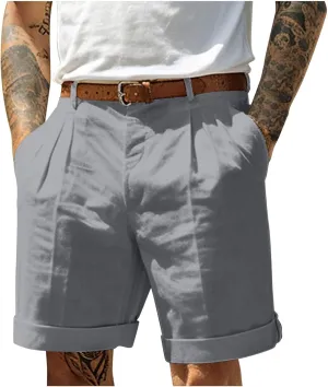 Men's Casual Shorts Lightweight Linen Short Pant Summer Hawaiian Beach Shorts Outdoor Workout Shorts