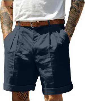 Men's Casual Shorts Lightweight Linen Short Pant Summer Hawaiian Beach Shorts Outdoor Workout Shorts