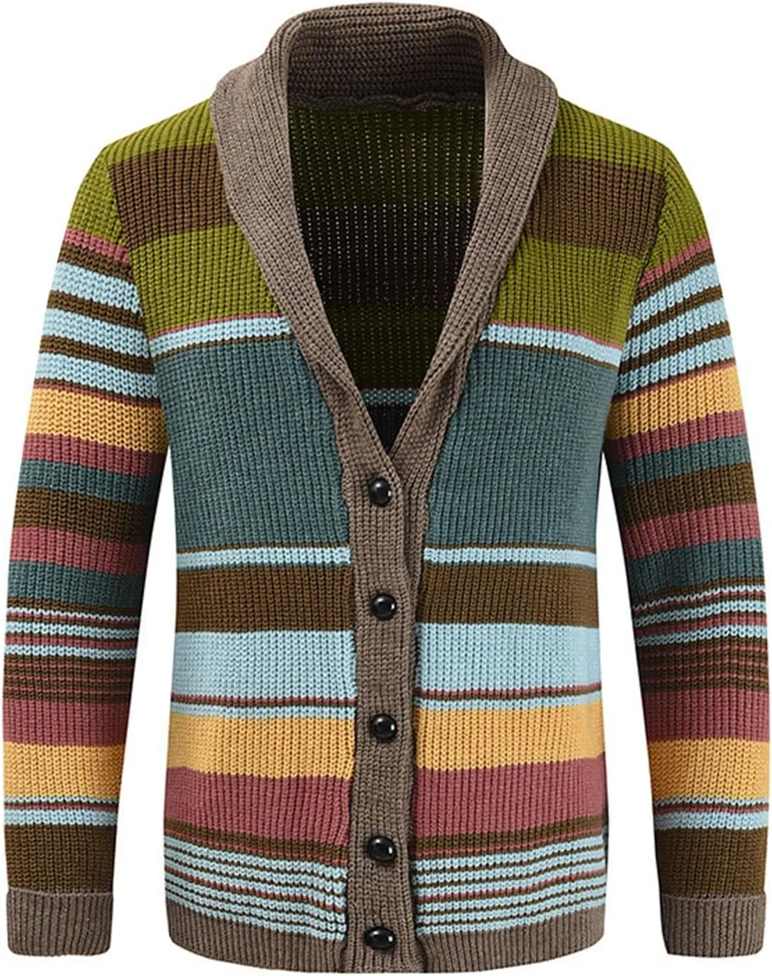 Men's Colorful Cardigan Sweaters Cable Knit Shawl Collar Button Down Casual Sweaters Winter Jackets Coats Outerwear