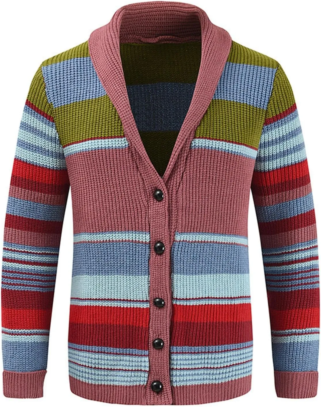 Men's Colorful Cardigan Sweaters Cable Knit Shawl Collar Button Down Casual Sweaters Winter Jackets Coats Outerwear