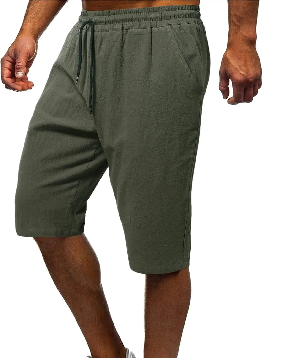 Mens Cotton Shorts Elastic Waist Drawstring Lightweight Shorts Workout Gym Yoga Shorts Summer Beach Vacation Shorts